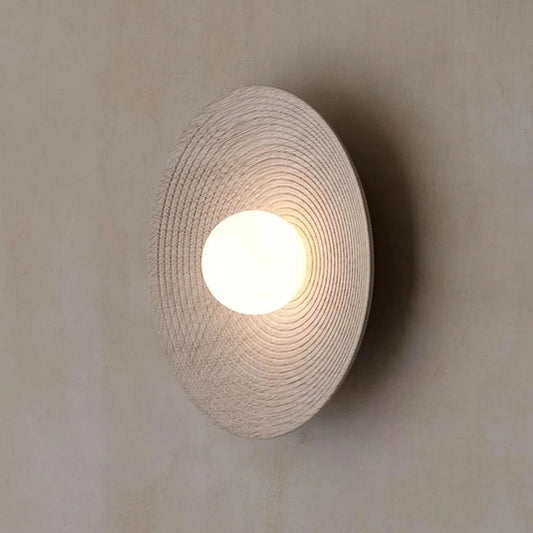 Verthara Japanese Style Round Shade Wall Sconce – Wabi Sabi Resin Wall Lamp for Bedroom and Living Room Decor