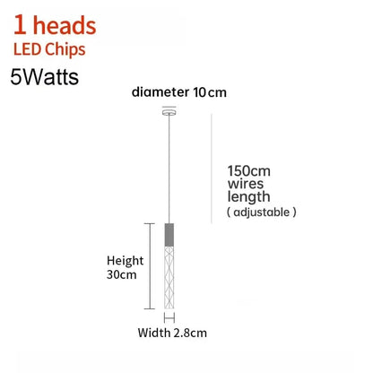 Verthara K9 Crystal LED Pendant Light – Customizable Hanging Lamp for Living Room, Bedroom, and Commercial Spaces 1 heads / Gold lamp body / Cold White