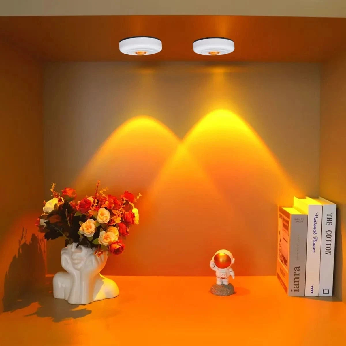 Verthara LED Cat Eye Spotlight Under Cabinet Light with Touch Sensor and Multiple Color Options for Kitchen and Home Lighting Sunset red