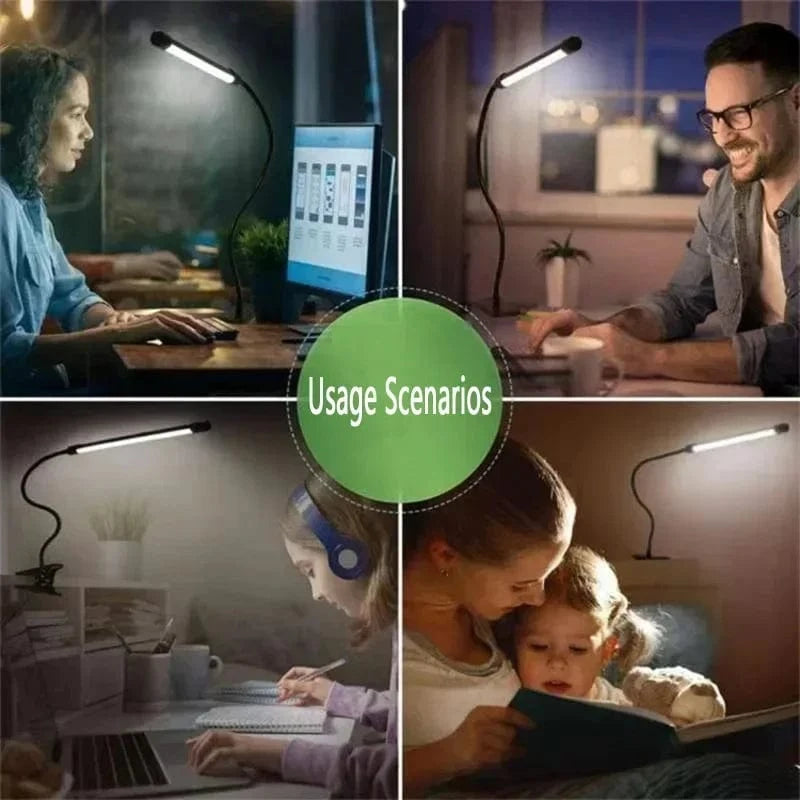 Verthara LED Clip-On Desk Lamp with Adjustable Brightness and Eye Protection – Table Lamp for Reading and Studying