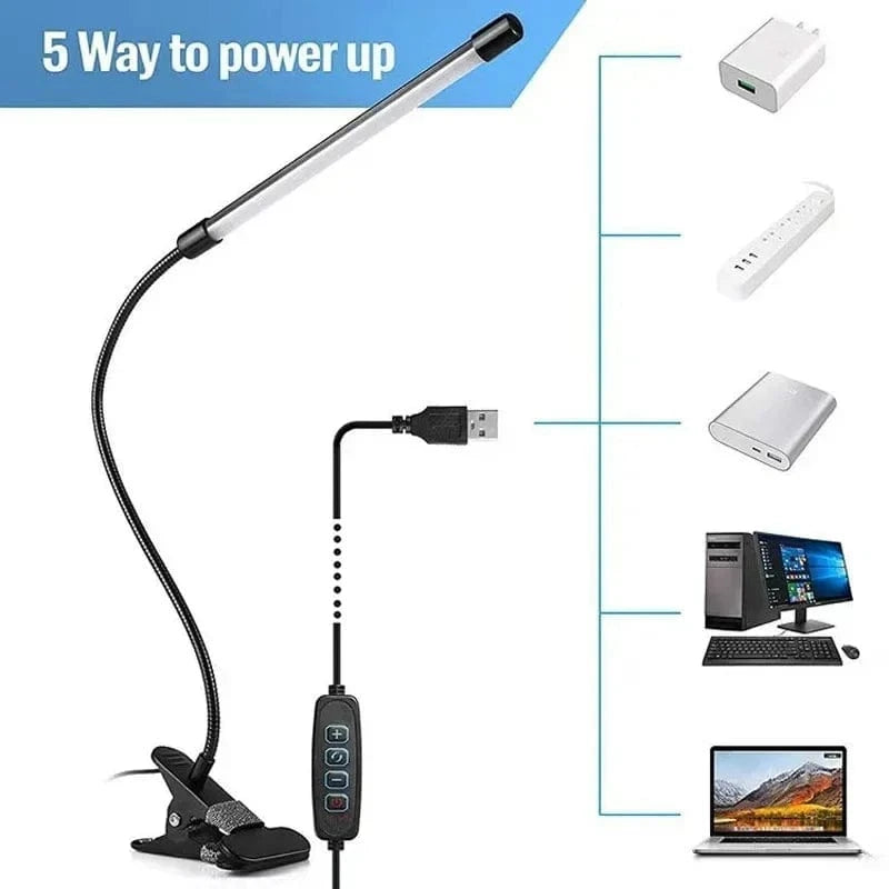 Verthara LED Clip-On Desk Lamp with Adjustable Brightness and Eye Protection – Table Lamp for Reading and Studying