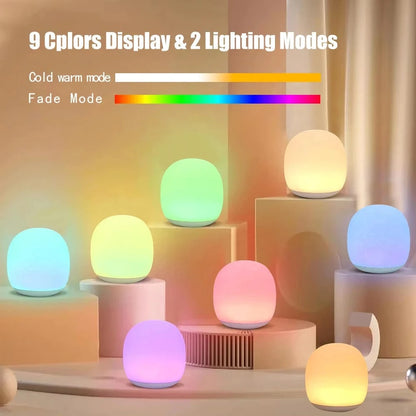 Verthara LED Egg Lamp Night Light - USB Rechargeable - Dimmable - Portable - Eye Protection - 8 RGB Colours - Touch Control Default