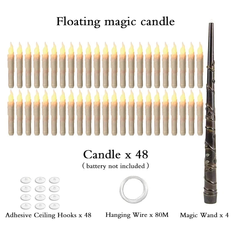 Verthara LED Floating Candles with Remote Control – Battery Operated Warm Light Decor for Halloween, 6-Inch Height, Set of 5 White Warm-48pcs