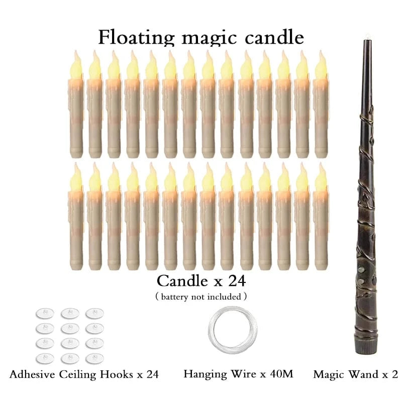 Verthara LED Floating Candles with Remote Control – Battery Operated Warm Light Decor for Halloween, 6-Inch Height, Set of 5 White Warm-24pcs