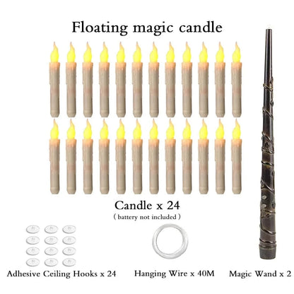 Verthara LED Floating Candles with Remote Control – Battery Operated Warm Light Decor for Halloween, 6-Inch Height, Set of 5 Yellow-24pcs