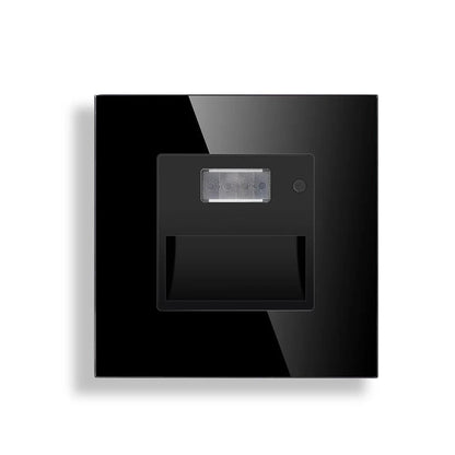 Verthara LED Motion Sensor Stair Light – Recessed Indoor Lighting for Stairwell and Corridor, Energy Efficient PIR Sensor Glass Black