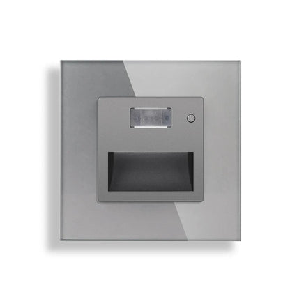 Verthara LED Motion Sensor Stair Light – Recessed Indoor Lighting for Stairwell and Corridor, Energy Efficient PIR Sensor Glass Grey