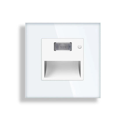 Verthara LED Motion Sensor Stair Light – Recessed Indoor Lighting for Stairwell and Corridor, Energy Efficient PIR Sensor Glass White