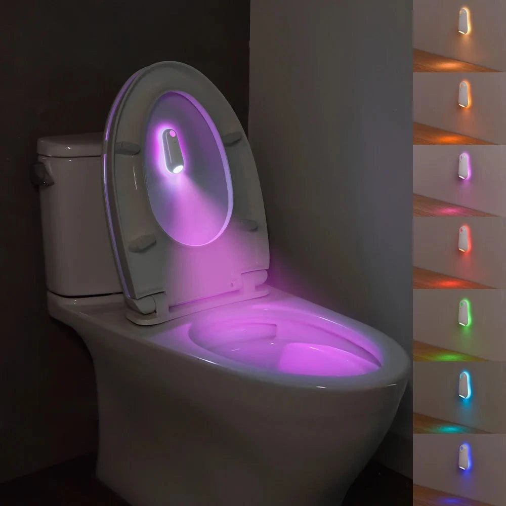 Verthara LED Motion Sensor Toilet Light with 8 Color Options – USB Rechargeable Commode Light for Nighttime Use