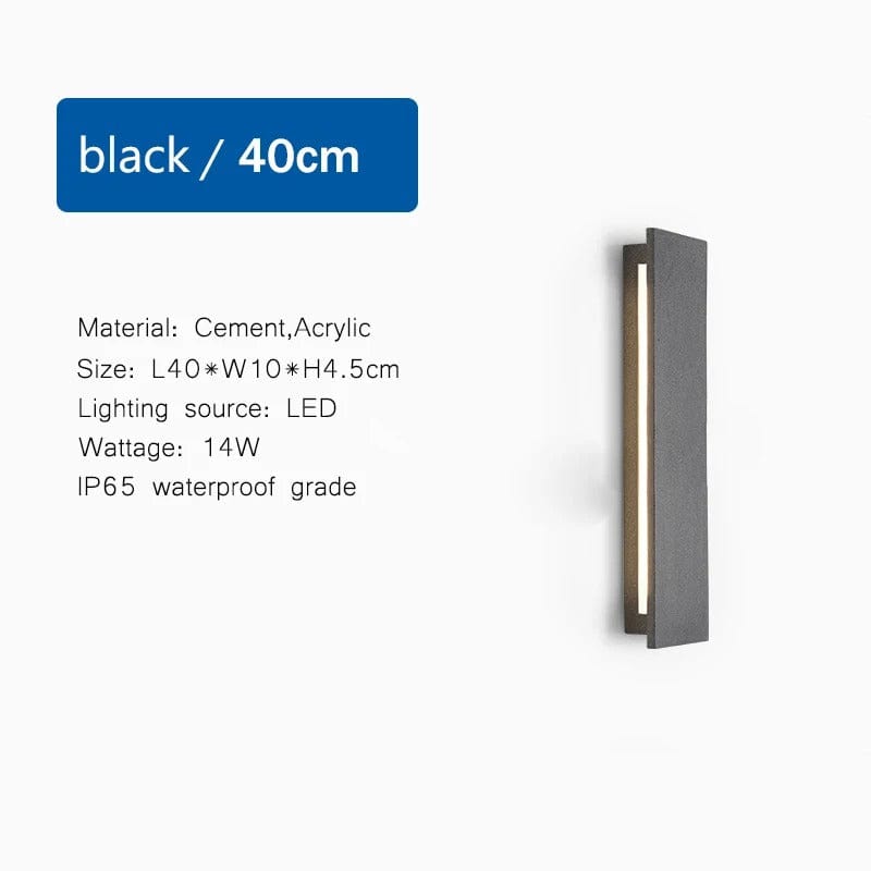 Verthara LED Outdoor Wall Sconce - Wall-Mounted - Waterproof - Adjustable Colour Temperature - Cement and Acrylic - Ideal for Garden and Porch Lighting
