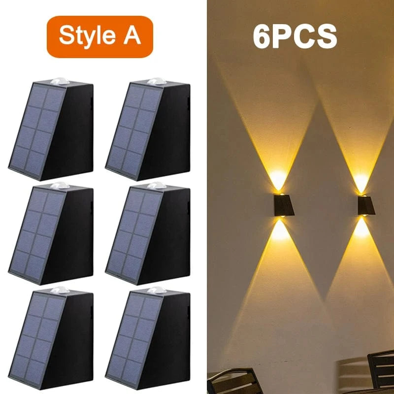 Verthara LED Solar Wall Lights for Outdoor Use – Waterproof Garden Lighting for Patios and Corridors, 2*60LM Bright Illumination Upgrade-6PCS