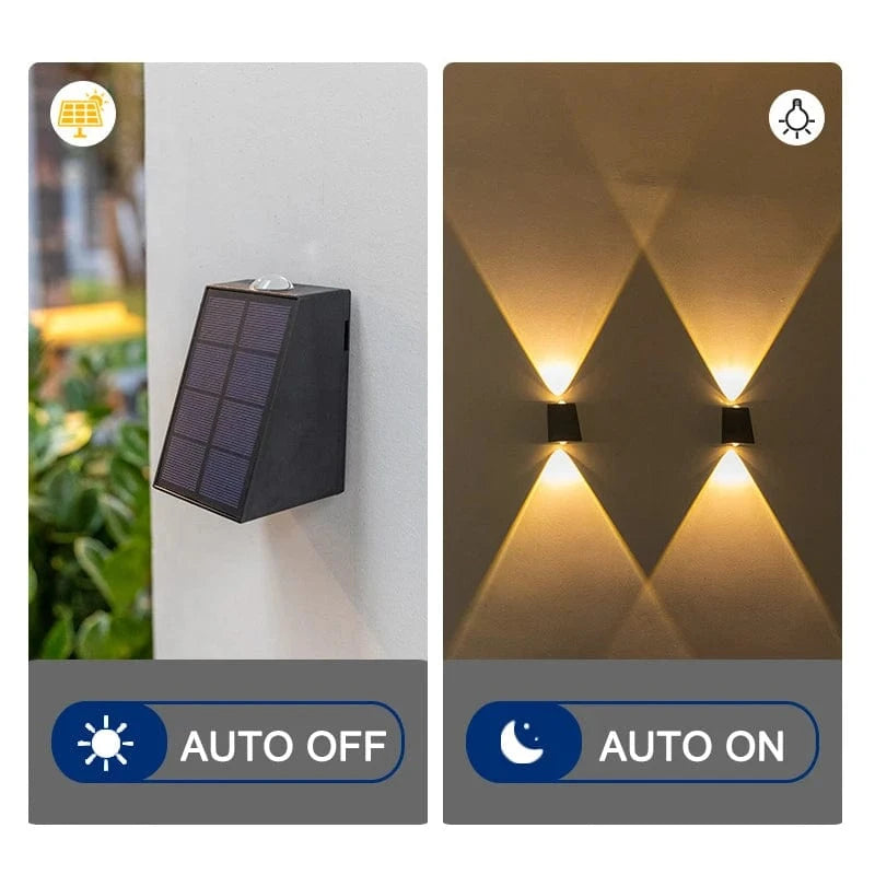 Verthara LED Solar Wall Lights for Outdoor Use – Waterproof Garden Lighting for Patios and Corridors, 2*60LM Bright Illumination