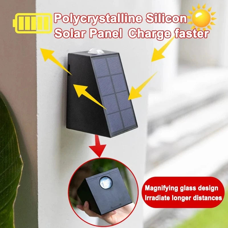 Verthara LED Solar Wall Lights for Outdoor Use – Waterproof Garden Lighting for Patios and Corridors, 2*60LM Bright Illumination