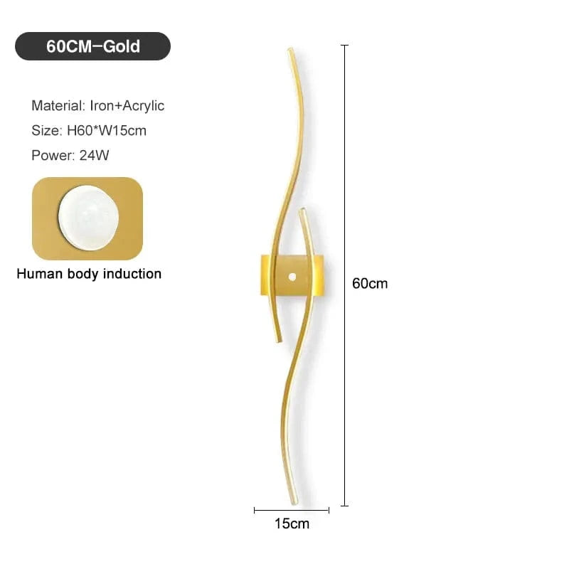 Verthara LED Wall Light PIR Motion Sensor Sensor Gold 60cm / Neutral light