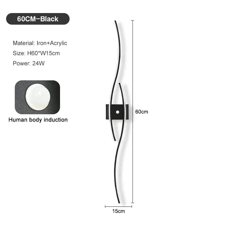 Verthara LED Wall Light PIR Motion Sensor Sensor Black 60cm / Warm White