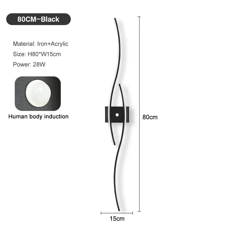 Verthara LED Wall Light PIR Motion Sensor Sensor Black 80cm / Neutral light