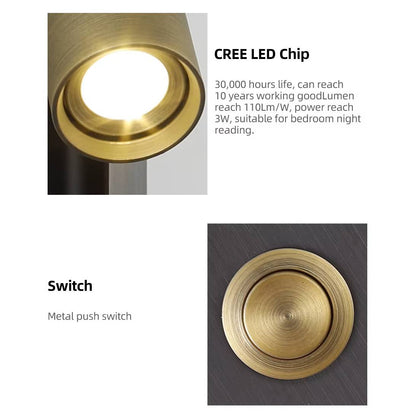 Verthara LED Wall Light Sconce for Bedside Reading – Artistic Aluminum Design with Cree Chip and Push Switch, 3000K/4000K Color Temperature