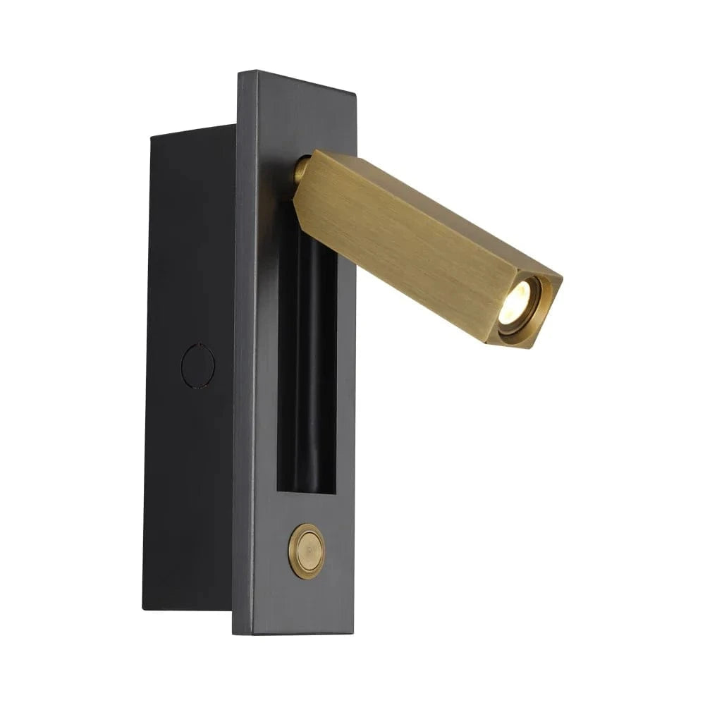 Verthara LED Wall Light Sconce for Bedside Reading – Artistic Aluminum Design with Cree Chip and Push Switch, 3000K/4000K Color Temperature 3000K Warm White / Black brass Square