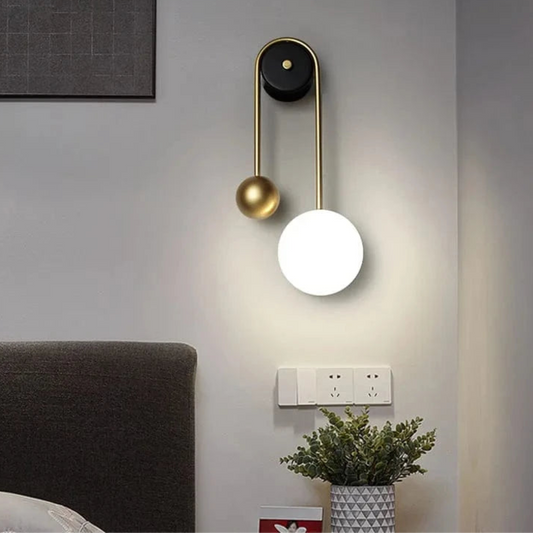 Verthara LED Wall Sconce Lighting with Golden Ball Design – Adjustable Brightness Wall Lamp for Living Room, Bedroom, and Hallway