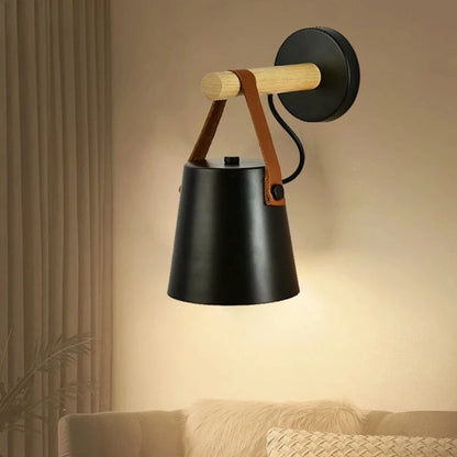 Verthara LED Wall Sconce With Adjustable Light Colour – Nordic Design - Wooden and Iron - Ideal For Indoor Use - Modern Style - Perfect For Bedroom and Living Room Black