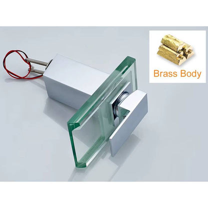 Verthara LED Waterfall Bathroom Faucet – Brass Mixer Tap with Hot and Cold Control for Modern Sink Taps