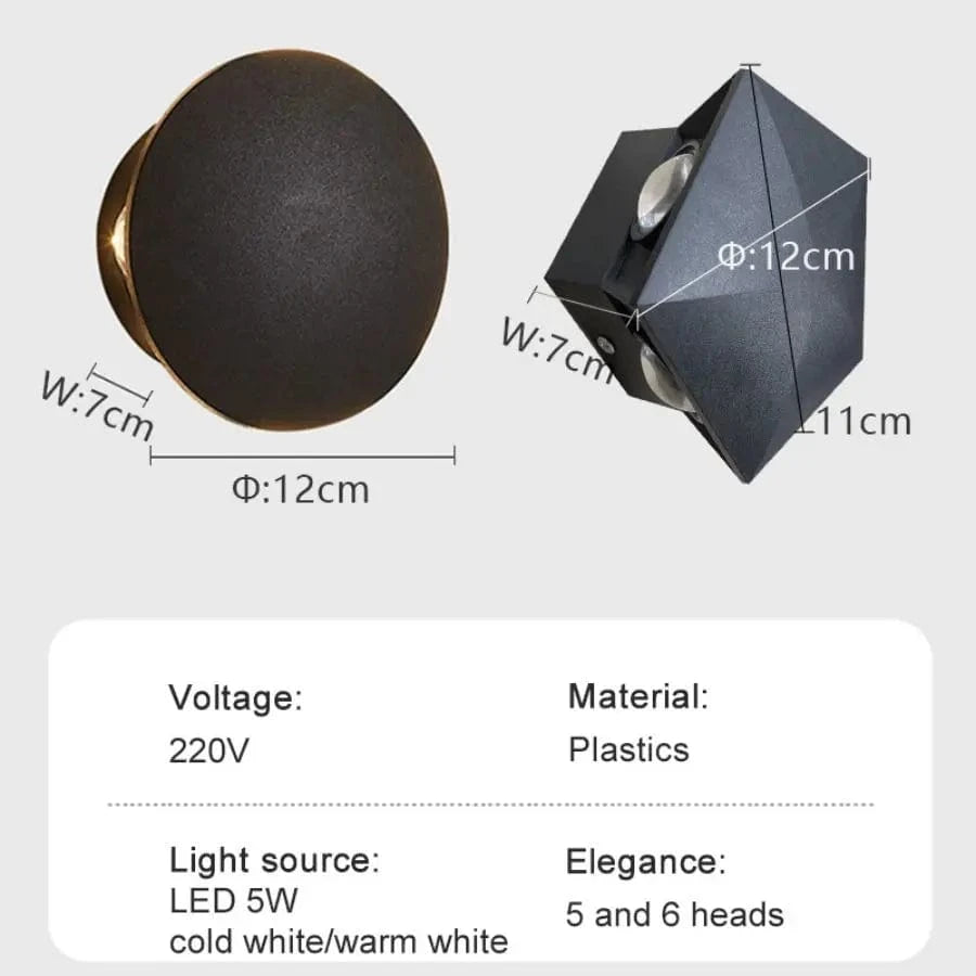 Verthara LED Waterproof Outdoor Wall Light – Black Wall Lamp, 5W/6W, IP65 Rated for Home and Garden