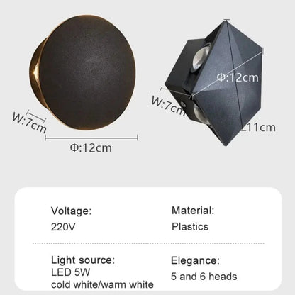 Verthara LED Waterproof Outdoor Wall Light – Black Wall Lamp, 5W/6W, IP65 Rated for Home and Garden