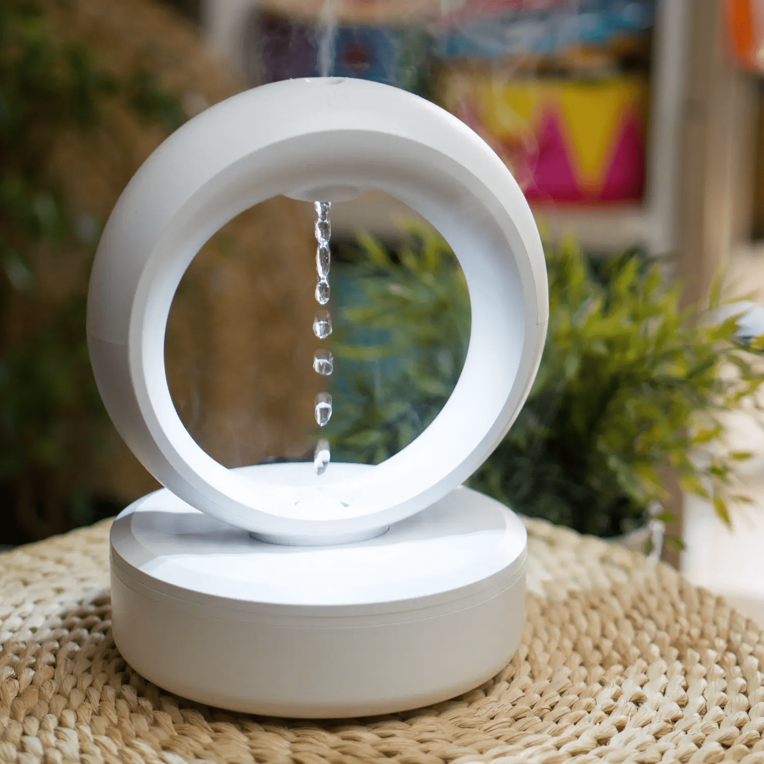 Verthara Levitating Water Droplet Ultrasonic Humidifier with LED Lighting Round White