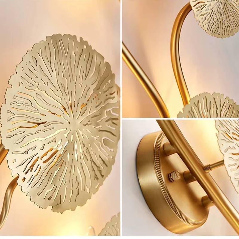 Verthara Lotus Leaf Wall Sconce Lighting – Industrial Retro Wall Lamp in Antique Bronze for Bedroom and Living Room