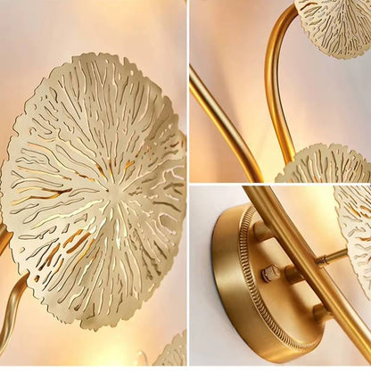 Verthara Lotus Leaf Wall Sconce Lighting – Industrial Retro Wall Lamp in Antique Bronze for Bedroom and Living Room