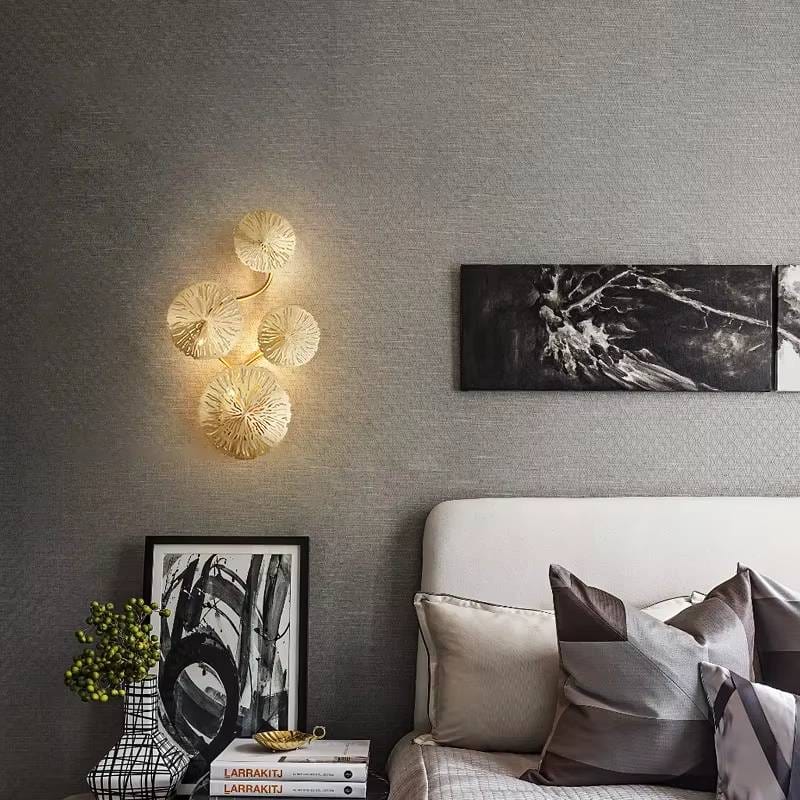 Verthara Lotus Leaf Wall Sconce Lighting – Industrial Retro Wall Lamp in Antique Bronze for Bedroom and Living Room Cool White / 4 heads