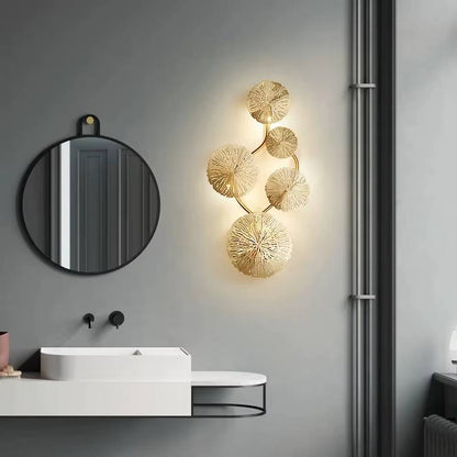 Verthara Lotus Leaf Wall Sconce Lighting – Industrial Retro Wall Lamp in Antique Bronze for Bedroom and Living Room Cool White / 5 heads