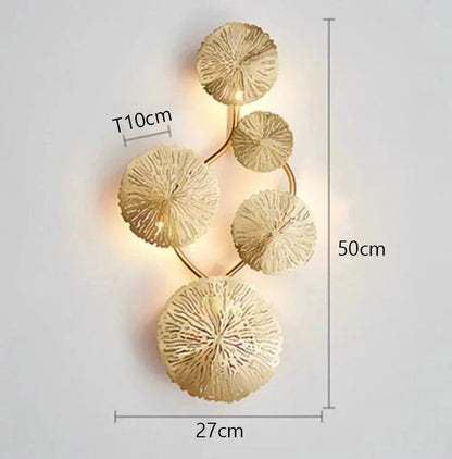 Verthara Lotus Leaf Wall Sconce Lighting – Industrial Retro Wall Lamp in Antique Bronze for Bedroom and Living Room