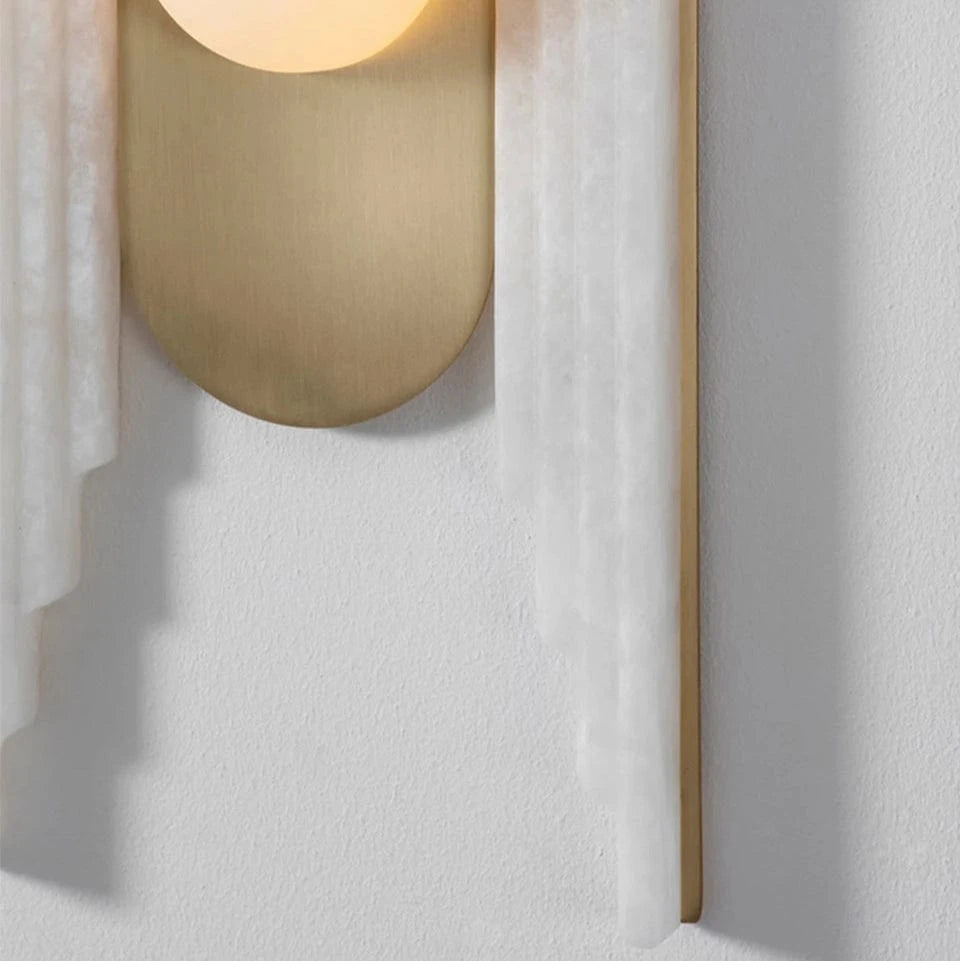 Verthara Luxury Frosted Marble Wall Sconce with G9 LED Bulb – Copper and Gold Finish for Indoor Wall Lights