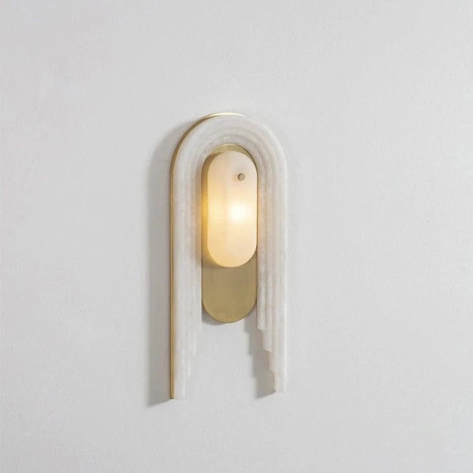 Verthara Luxury Frosted Marble Wall Sconce with G9 LED Bulb – Copper and Gold Finish for Indoor Wall Lights