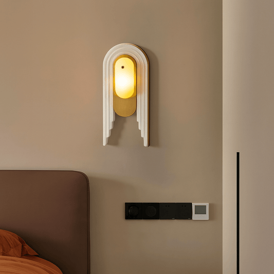 Verthara Luxury Frosted Marble Wall Sconce with G9 LED Bulb – Copper and Gold Finish for Indoor Wall Lights