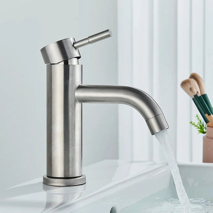 Verthara Matte Black Bathroom Basin Faucet, Deck Mounted Brass Mixer Tap for Vessel Sinks, Hot and Cold Water Control