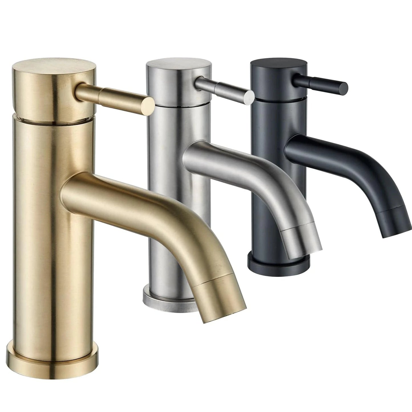 Verthara Matte Black Bathroom Basin Faucet, Deck Mounted Brass Mixer Tap for Vessel Sinks, Hot and Cold Water Control