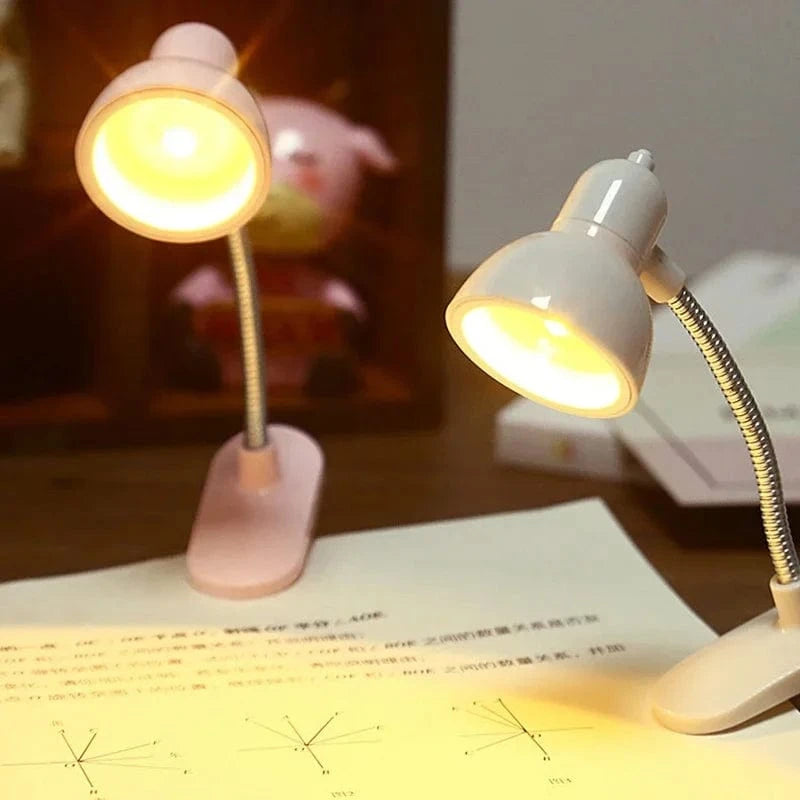 Verthara Mini LED Clip Desk Lamp – Rechargeable Battery Operated Small Table Lamp with Eye Protection for Reading and Study