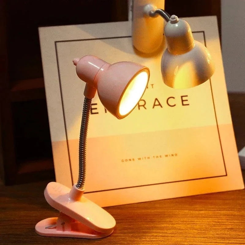 Verthara Mini LED Clip Desk Lamp – Rechargeable Battery Operated Small Table Lamp with Eye Protection for Reading and Study