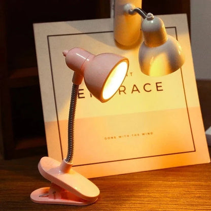 Verthara Mini LED Clip Desk Lamp – Rechargeable Battery Operated Small Table Lamp with Eye Protection for Reading and Study