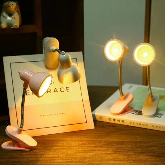 Verthara Mini LED Clip Desk Lamp – Rechargeable Battery Operated Small Table Lamp with Eye Protection for Reading and Study