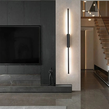 Verthara Minimalist LED Wall Lamp – Modern Black Iron Sconce Lighting for Living Room and Bedroom, Adjustable Height Options Cool White(5500-7000K) / C 90cm