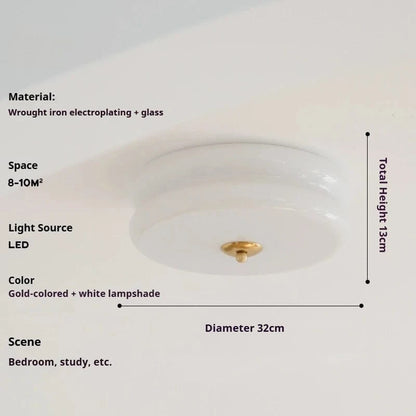 Verthara Minimalist Nordic Flush Mount Ceiling Light – Cream and White LED Ceiling Lamp for Living Room and Bedroom White color Gold