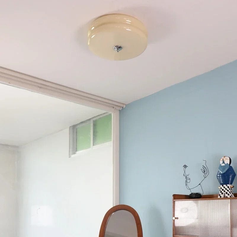 Verthara Minimalist Nordic Flush Mount Ceiling Light – Cream and White LED Ceiling Lamp for Living Room and Bedroom