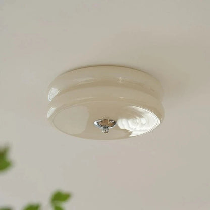 Verthara Minimalist Nordic Flush Mount Ceiling Light – Cream and White LED Ceiling Lamp for Living Room and Bedroom