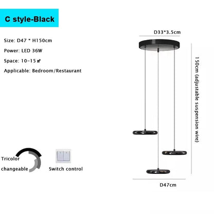 Verthara Minimalist Round Black Pendant Light – Dimmable LED Kitchen Pendant Lighting for Home and Commercial Spaces C Black / Dimming with RC