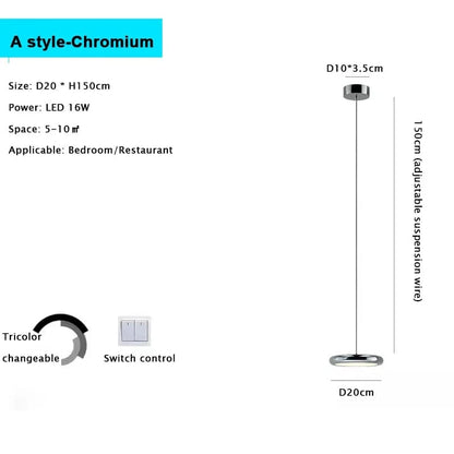 Verthara Minimalist Round Black Pendant Light – Dimmable LED Kitchen Pendant Lighting for Home and Commercial Spaces A Chromium / Cold White