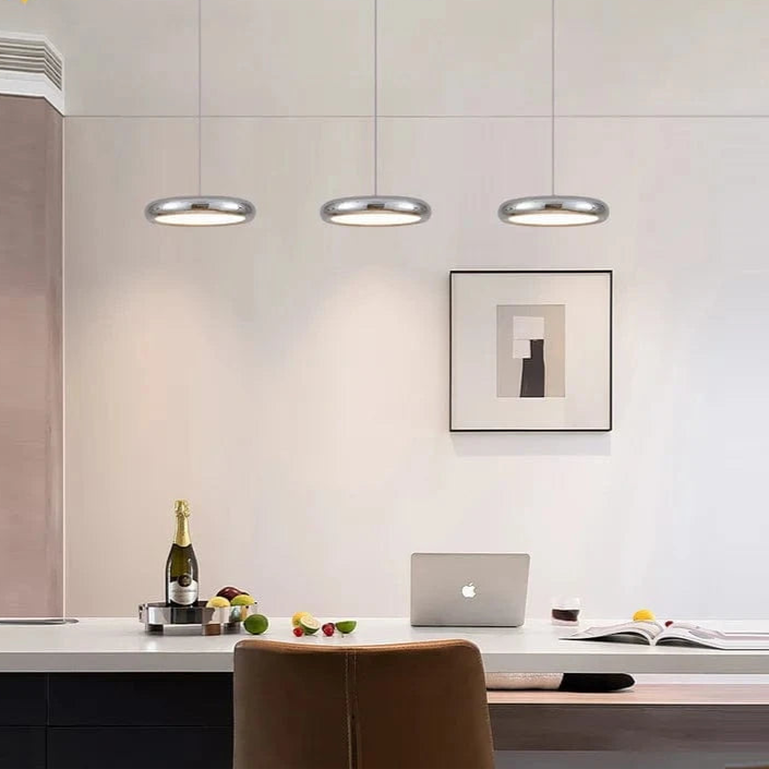 Verthara Minimalist Round Black Pendant Light – Dimmable LED Kitchen Pendant Lighting for Home and Commercial Spaces