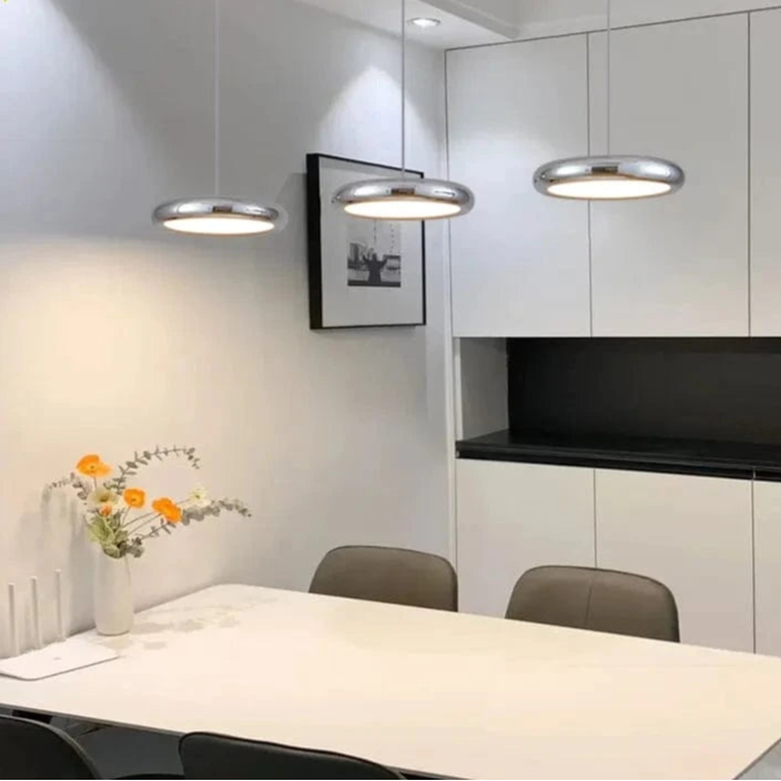 Verthara Minimalist Round Black Pendant Light – Dimmable LED Kitchen Pendant Lighting for Home and Commercial Spaces